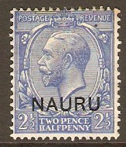 Nauru 1916 2½d Blue. SG6.