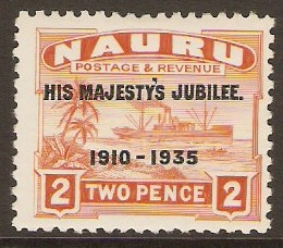 Nauru 1935 2d Orange Silver Jubilee Series. SG41.