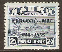 Nauru 1935 2d Dull blue Silver Jubilee Series. SG42.