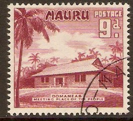 Nauru 1954 9d Claret. SG53