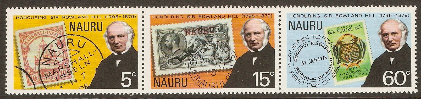 Nauru 1979 Rowland Hill Commemoration set. SG204-SG206.