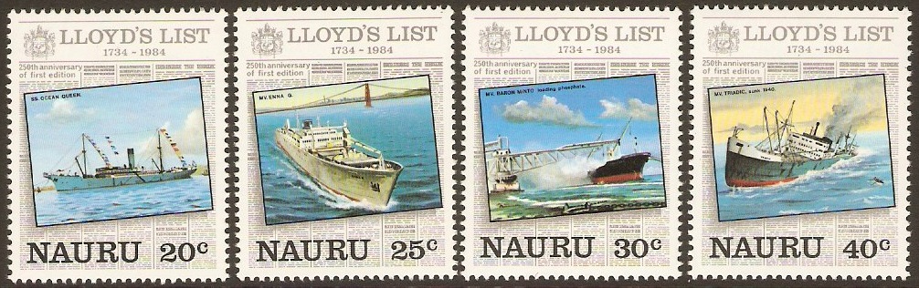 Nauru 1984 Lloyds List Anniversary Set. SG295-SG298.