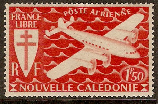 New Caledonia 1942 1f Red-orange - Air series. SG281.