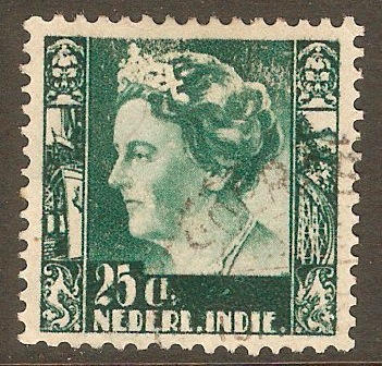 Netherlands Indies 1933 25c Blue-green. SG348.