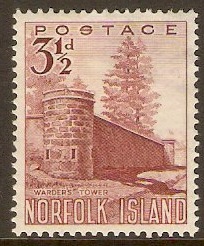 Norfolk Island 1953 3d Brown-lake. SG13.