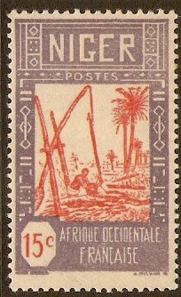 Niger 1926 15c Vermillion and lilac. SG36.