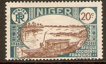 Niger 1926 20c Brown and greenish blue. SG37.