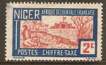 Niger 1927 2c Rose and blue - Postage Due. SGD73.