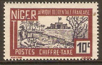 Niger 1927 10c Deep violet and claret - Postage Due. SGD76.