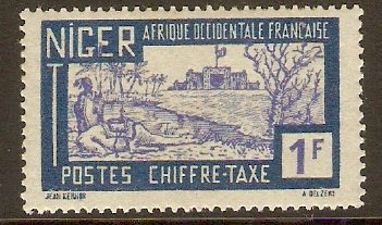 Niger 1927 1f Ultra. and blue on bluish - Postage Due. SGD83.