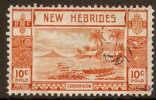 New Hebrides 1938 10c Orange. SG53.