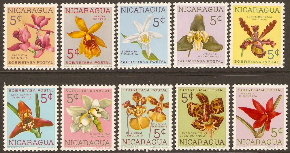 Nicaragua 1962 Orchids Set. SG1450-SG1459.