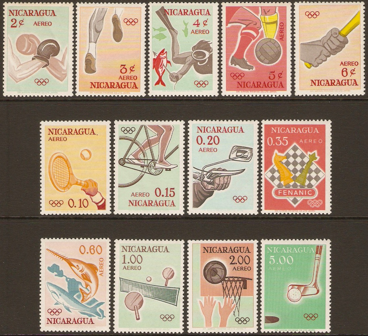 Nicaragua 1963 Sports Set. SG1485-SG1497.