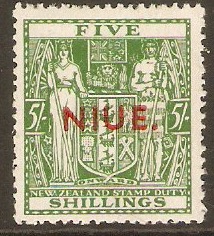 Niue 1918 5s Yellow-green. SG35.