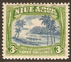 Niue 1938 3s Blue and yellowish green. SG77.