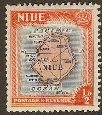 Niue 1950 d Orange and blue. SG113.