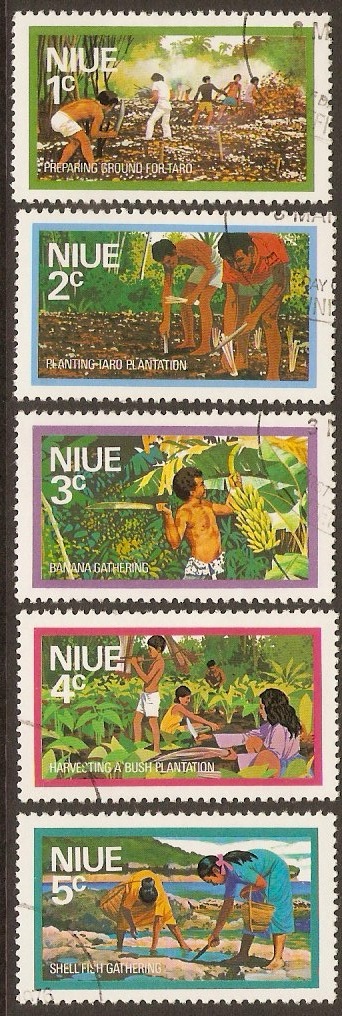 Niue 1976 Food Gathering Series Set. SG198-SG202.