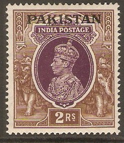 Pakistan 1947 2r Purple and brown. SG15.