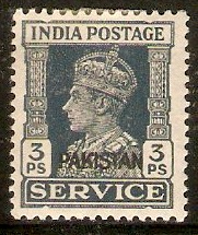 Pakistan 1947 3p Slate Service Stamp. SGO1.
