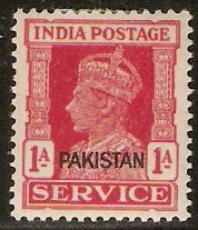 Pakistan 1947 1a Carmine Service Stamp. SGO4.