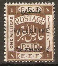 Palestine 1921 1m Sepia. SG60.