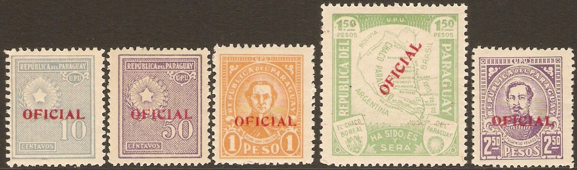 Paraguay 1935 Official Stamps. SGO474-SGO478.