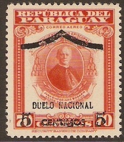 Paraguay 1949 5c on 70c Red. SG684.