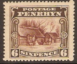 Penrhyn Island 1920 6d Red-brown and sepia. SG36.