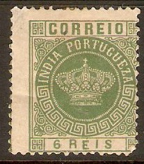 Portuguese India 1882 6r Green. SG206B(I).