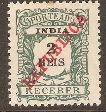 Portuguese India 1904 2r Blue-green - Postage Due. SGD337.