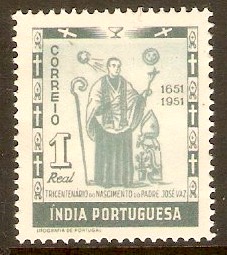 Portuguese India 1951 1r Blue-grey and slate. SG597.