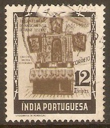 Portuguese India 1951 12t Grey-brown and black. SG605.