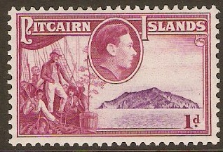Pitcairn Islands 1940 1d Mauve and magenta. SG2.