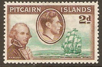 Pitcairn Islands 1940 2d Green and brown. SG4.