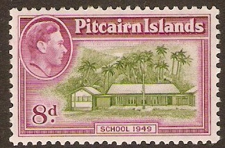 Pitcairn Islands 1940 8d Olive-green and magenta. SG6a.