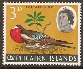 Pitcairn Islands 1964 3d Frigate Bird. SG39.