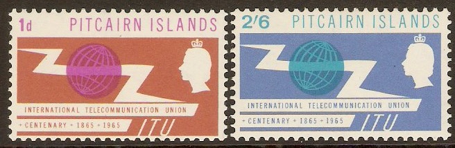 Pitcairn Islands 1965 ITU Centenary Set. SG49-SG50.