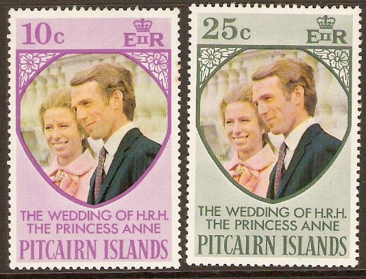 Pitcairn Islands 1973 Royal Wedding Set. SG131-SG132.
