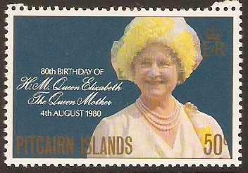 Pitcairn Islands 1980 50c Queen Mother Stamp. SG206.