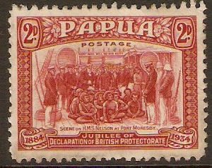 Papua 1934 2d Scarlet. SG147.