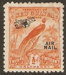 New Guinea 1931 ½d Orange - Air Mail Overprint. SG163.