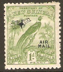 New Guinea 1931 1d Green - Air Mail Overprint. SG164.