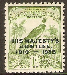 New Guinea 1935 1d Green Silver Jubilee Series. SG206.