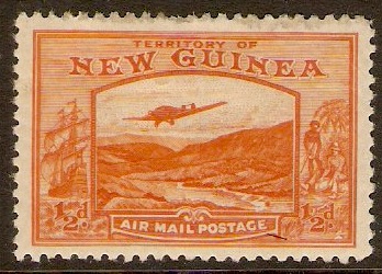 New Guinea 1939 d Orange Air Mail Stamp. SG212.