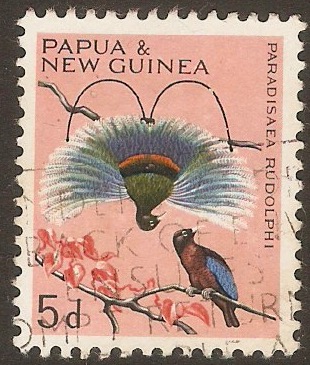 Papua New Guinea 1964 5d Blue bird of paradise - Bird ser. SG63.