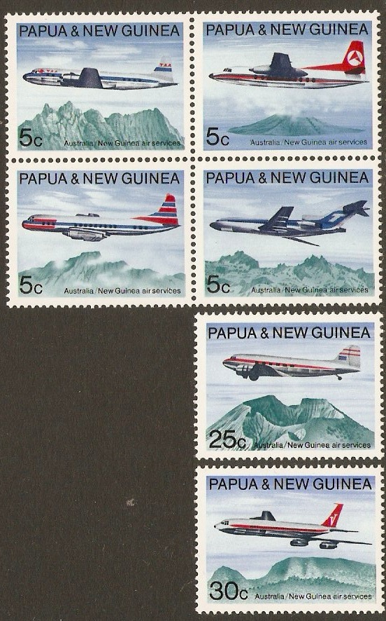 PNG 1970 Air Services Set. SG177-SG182.