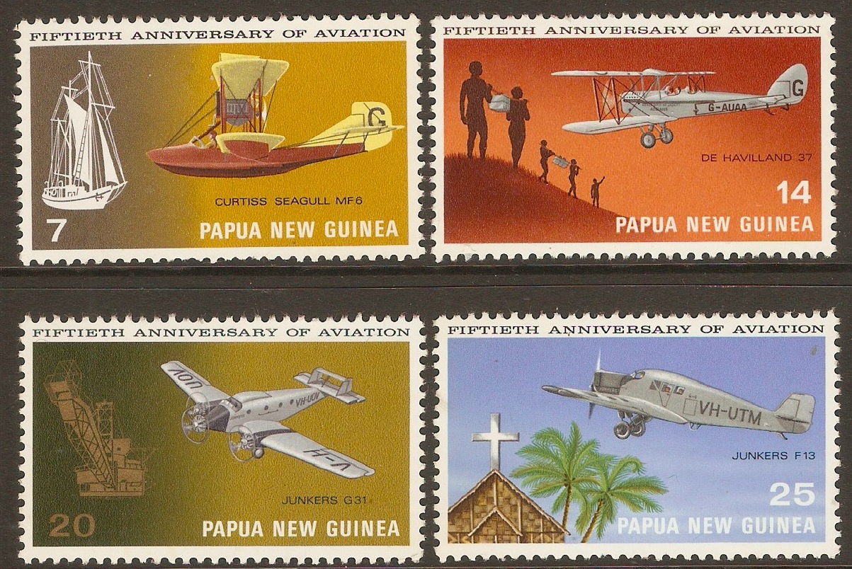Papua New Guinea 1972 Aviation Anniversary set. SG220-SG223.