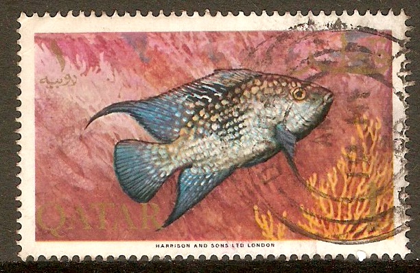 Qatar 1965 1r Fish series. SG78. Rio Grande cichlid.