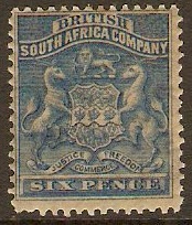 Rhodesia 1892 6d Deep blue. SG3.