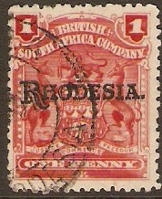 Rhodesia 1909 1d Carmine-rose. SG101.